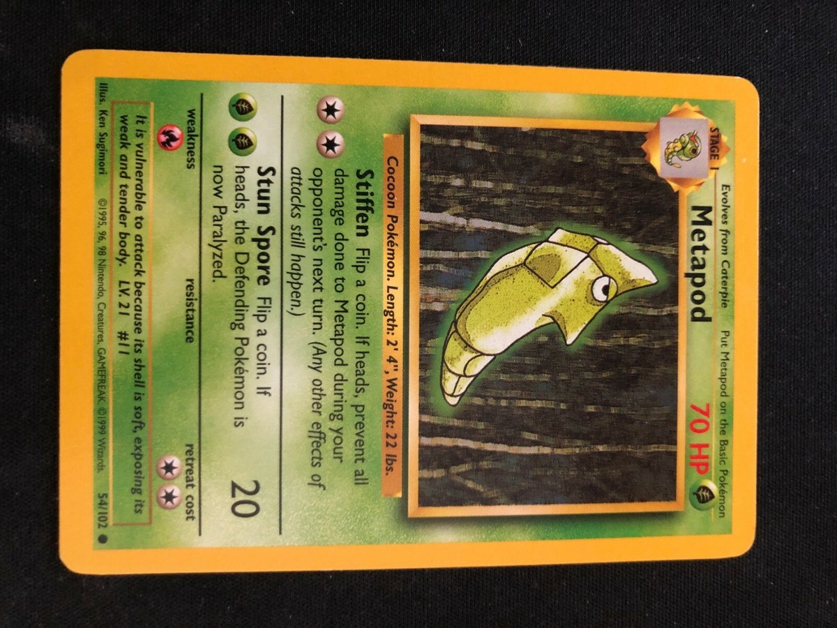 RARE METAPOD #54/102 POKEMON CARD 1995