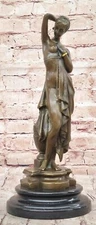 Figurine Femme Nue Phryne Érotique Bronze Statue Élégant Art Deco Signé Decor