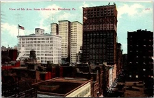Postcard 1911 Pittsburg Liberty Avenue Birds Eye Pennsylvania D168