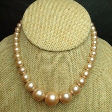 Vintage Beige Faux Pearls Beaded Necklace JAPAN. 6819