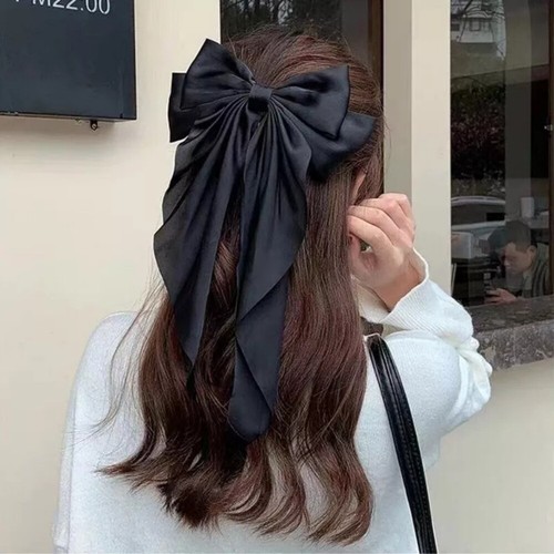 2Pcs Black White Hair Bow Clips Large Bowknot Hair Clips for Women Girls Gift - Picture 5 of 10