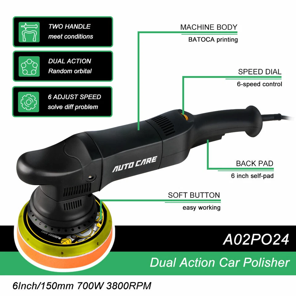 150mm Dual Action Orbital Polisher Car Buffer Sander Polishing Machine Pads Kit - image 4 of 4