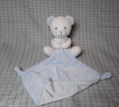 Teddy Bär  nicotoy simba Kuscheltuch Schmusetuch blau weiß gestreift 