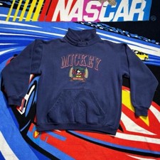 Vintage 80s Disney Mickey Mouse embroidered logo hoodie navy Collard sweater