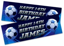 x2 Personalised Birthday Banner Football Children Kids Party Decoration 476