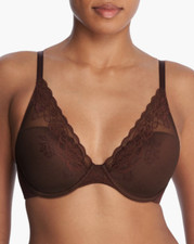 Natori 34D Avail Full Fit Lace Covered Underwire Bra NWOT 741258 Java Brown