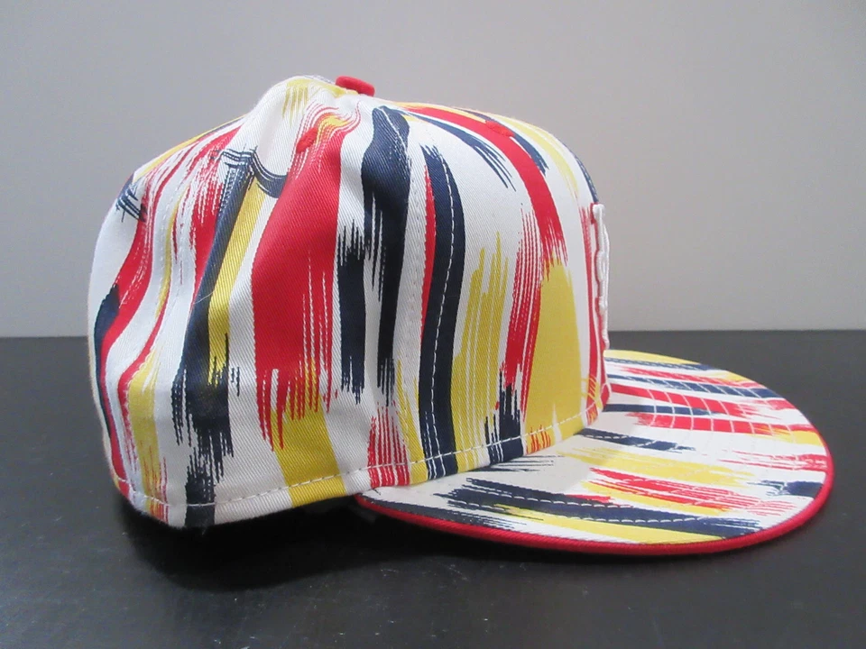 New York Mets Hat Cap Fitted Mens 7 5/8 Red Yellow Baseball All Over Print - Image 4 of 4