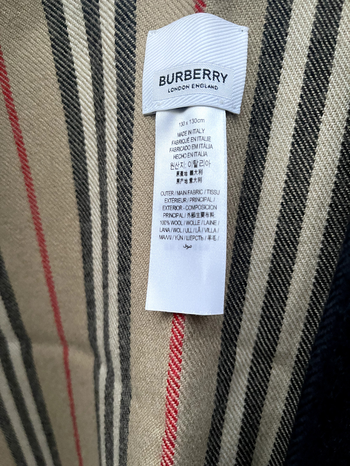 BURBERRY REVERSIBLE BROWN ICON STRIPE TO SOLID BLACK WOOL CAPE PONCHO NWOT image 5