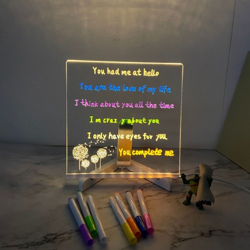 LED Note Board with Color Glowing Acrylic Light Up Dry Erase Memo Message Board - Picture 3 of 9