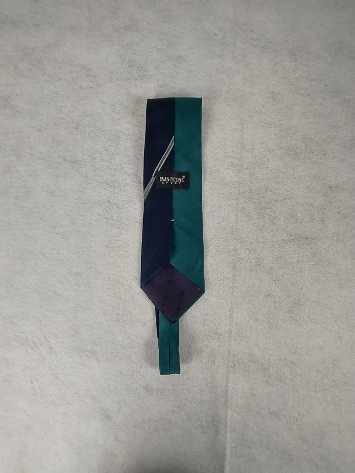 Corbata deportiva Evan Picone azul, verde, tostada, temática de golf 100 % seda Foto 4 de 4
