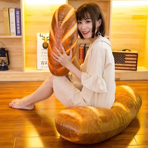Levenkeness 3D Simulation Bread Plush Pillow,Soft Butter 39.3", Brown - Picture 4 of 7