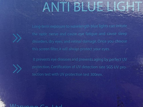Wariong Folia Anti Blue Light Screen Protector do laptopa Komputera stacjonarnego Monito - Zdjęcie 2 z 4