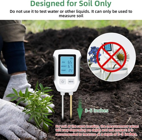 3 In1 Soil PH Tester LCD Screen Soil Thermometer PH Temperature Humidity Meter - Picture 9 of 12