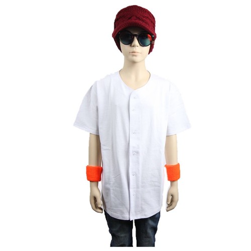 Kid's Plain T-Shirt Baseball Raglan Jersey Button Tee Boy Girl Junior Youth Team - Picture 23 of 24