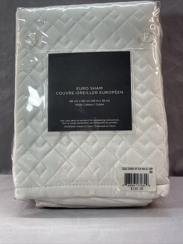 $120 Vera Wang Double Diamond White Euro Sham 26” X 26” - Picture 4 of 6