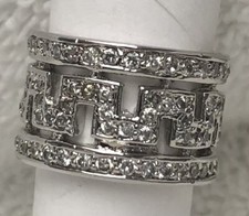 Greek Key Eternity Wide Band w/ CZ Size 5.5