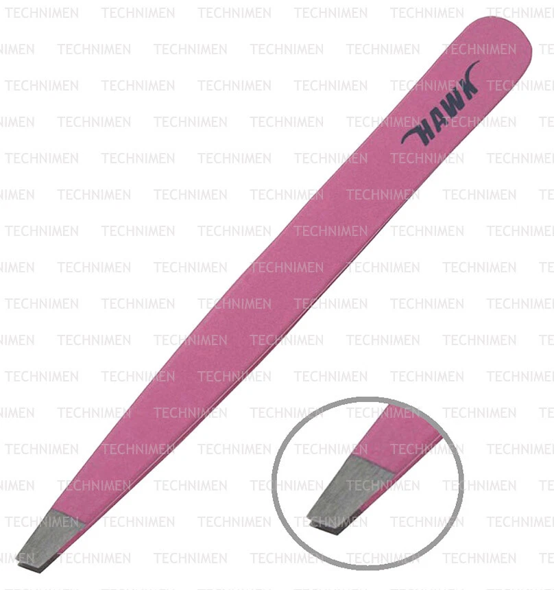 HAWK FACIAL EYEBROW HAIR REMOVING PINCET PINZETTE PINZAS PINK SLANTED TIP TWEEZERS