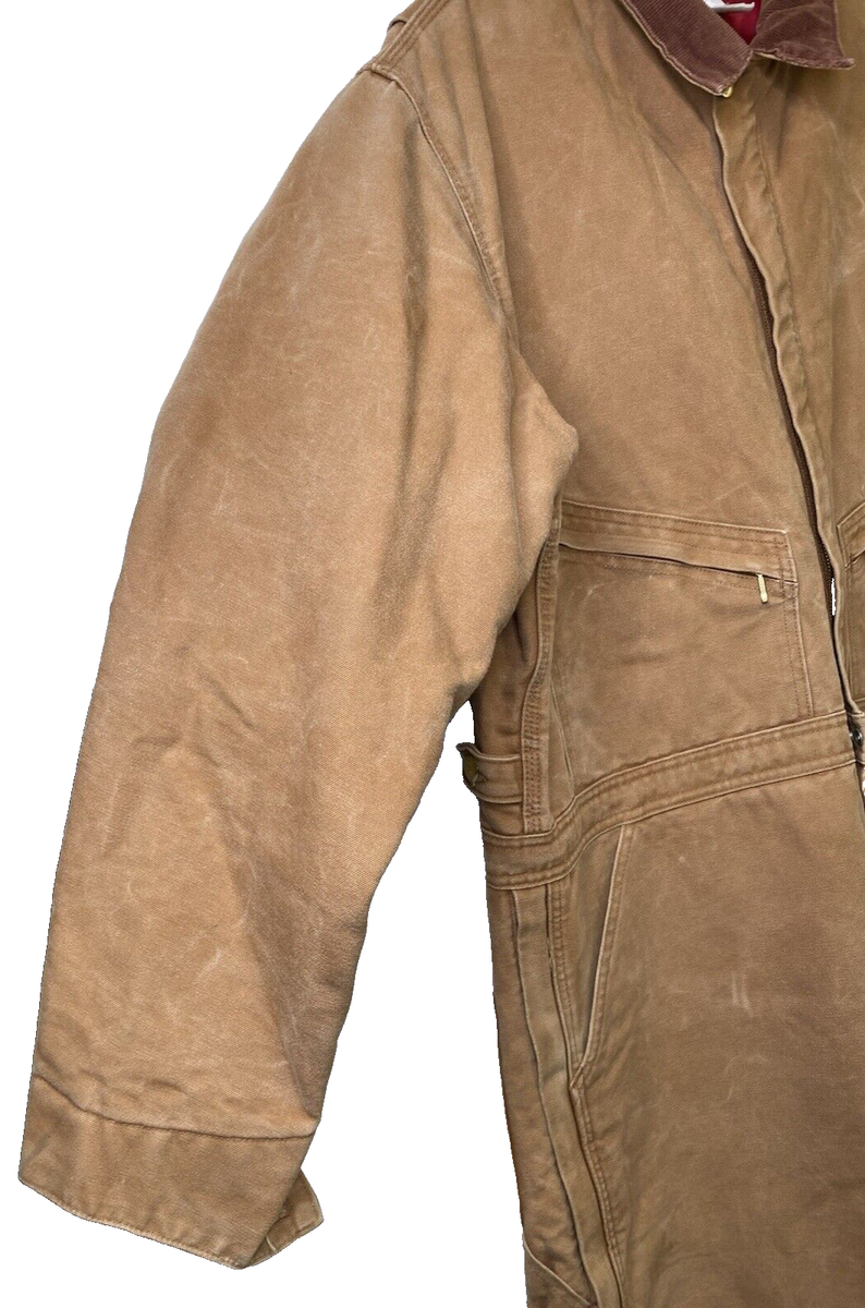 Carhartt オールインワン Made in U.S.A X01 BRN VTG Carhartt Quilt Red Lined Duck Canvas Coveralls X01 BRN
