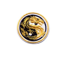 Yin Yang Golden Dragon Embroidered Iron On Patch DIY Applique