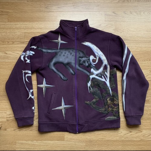 1-of-1 Unique Upcycled Airbrush Wolf Zip Up Purple Hoodie - Bild 1 von 6