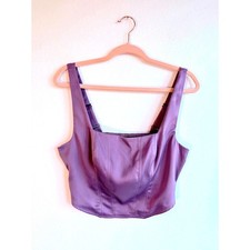 Wild Fable Satin Cropped Corset Top with Square Neck in Lilac Purple size Medium
