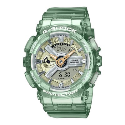 New Casio Unisex G-Shock Skeleton Series Transparent Green Watch GMA-S110GS-3A