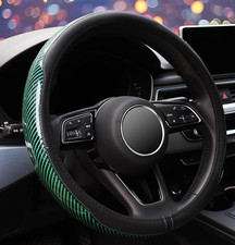 Green Carbon Fiber Steering Wheel Cover 15 Inch Microfiber And Leather Unused