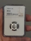 1964 Roosevelt Silver Dime NGC MS64