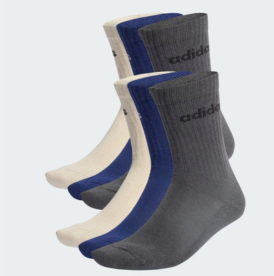 Adidas Linear gepolsterte Crew Socken Strümpfe im 6er-Pack 43 - 45 NEU in OVP