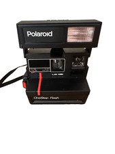 Vintage Polaroid One Step Flash 600 Instant Camera Black w/ Strap