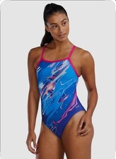 TYR Durafast Elite Abstractai Diamondfit I Piece swimsuit blue/multi Size 32 New