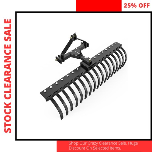 3 Point Hitch Landscape Rake 50in Steel Tine Attachment - Picture 1 of 5