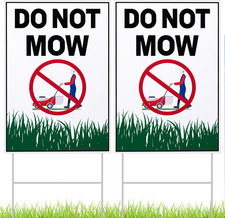 Blulu 2 Pcs Do Not Mow Sign with Metal H Stake 10 X 7 Inches No Mow May Yard Sig