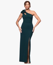 XSCAPE Women's One-Shoulder Flower Side-Slit Dress - Pine - 16