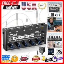 Headphone Amplifier with Bass Boost, 4 Channel, 1 IN 4 OUT, DC 12V Metal St...