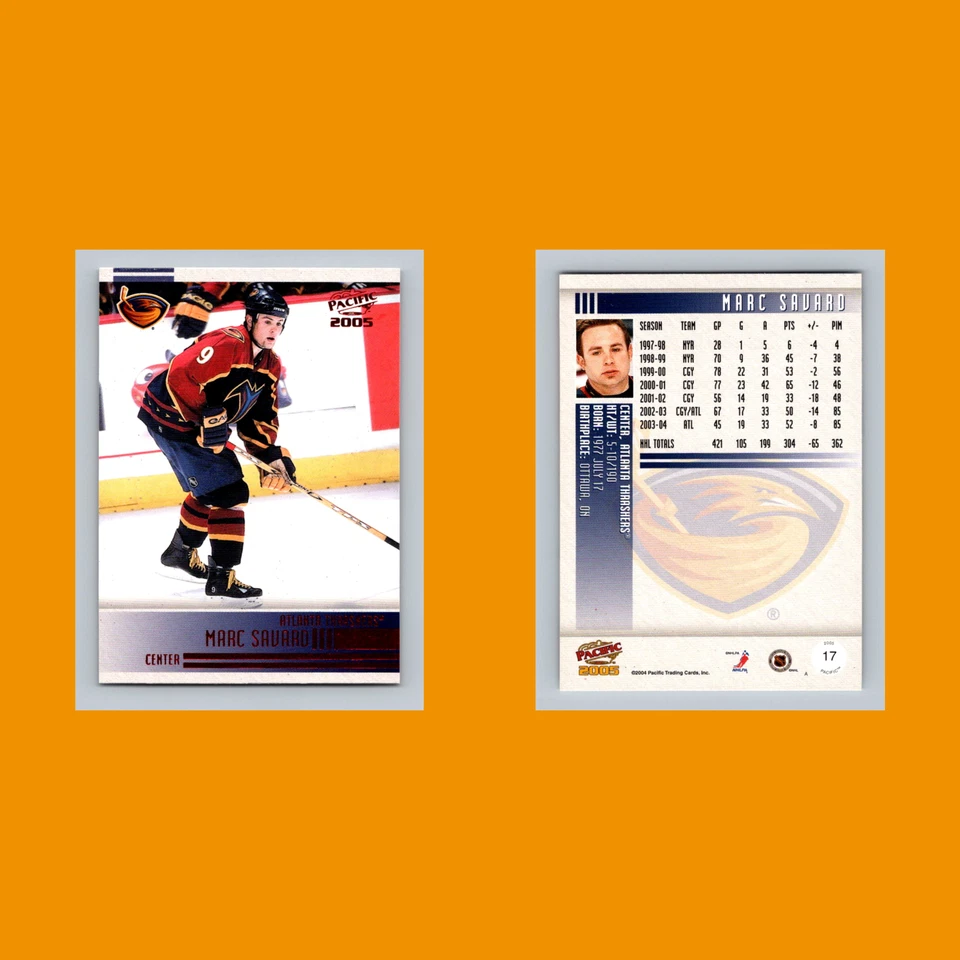 Marc Savard #17 2004-05 Pacific Red Atlanta Thrashers Hockey Card NHL - Image 3 of 3