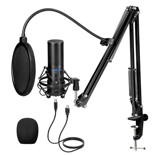 USB Podcast Microphone, Gaming PC Studio Streaming Mic Kit for PS4/5/Discord/...