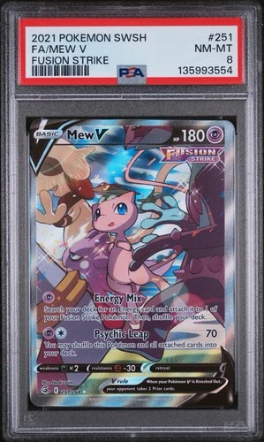 2021 Pokemon SWSH Fusion Strike #251 FA Mew V PSA 8 NM-MT