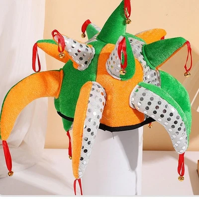 Court Jester Clown Hat Plush Multicolor for Carnival Mardi Gras Fancy Dress - Image 1 of 4