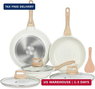 ESLITE LIFE Nonstick Ceramic Frying Pans Skillets Set with Lids, Non-Toxic Egg O