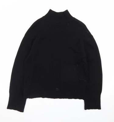 Marks and Spencer Damen Pullover schwarz Wolle Kaschmir Stehkragen S