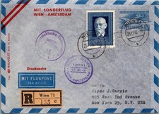 GOLDPATH: Austria Airmail 1948 to USA registered censored special CV894_P10
