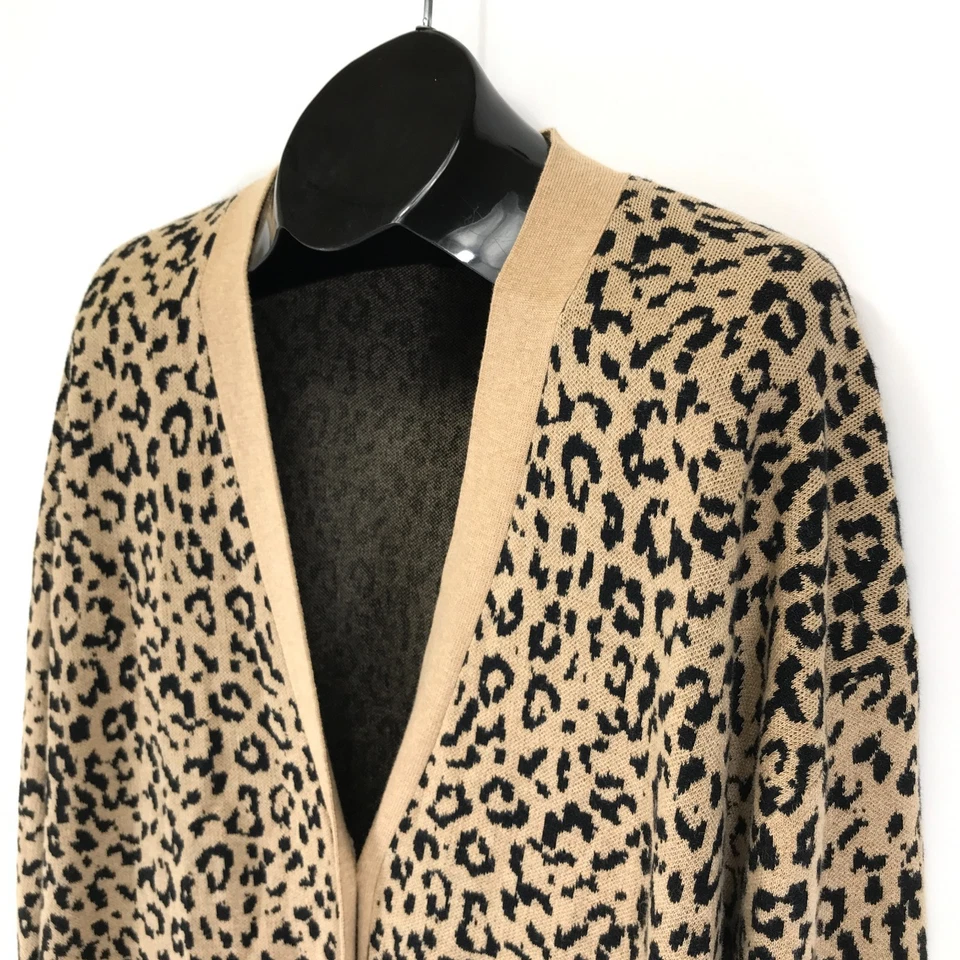 J. Cárdigan suéter cuello en V redondo para mujer talla grande XXL tejido jacquard leopardo Foto 4 de 4