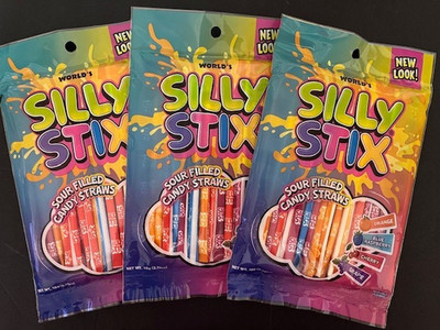 SILLY STIX - SOUR Pixy Stix Filled Candy Sticks Straws ASSORTED FLAVORS