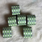 Rare Vintage Villeroy &Boch 6 Bamboo Napkin Rings Square Polka dot Summer Green+ — photo 9