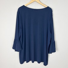 CARCOS Women's Plus Size Tie Dye Tops - Short Sleeve V-Neck Tunics In Navy Blue, Loose Fit Summer Blouse - View #7