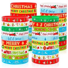 JUNEBRUSHS 120pcs Christmas Party Favors Silicone Bracelets Bulk Elk Xmas Tre...