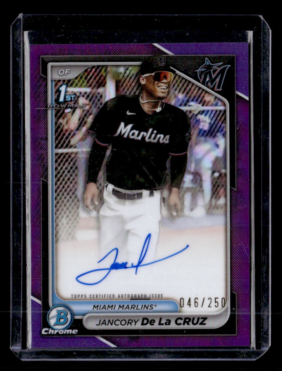 2024 Bowman Chrome #CPA-JDL Jancory De La Cruz Purple Refractor Auto #/250