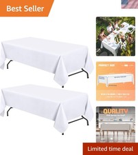 WEALUXE White Table Cloths for 8 Foot Rectangle Tables, 2-Pack, 60x126 inches...