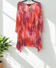 Karen Kane 2X Plus Size Orange Pink Sheer Tunic Top